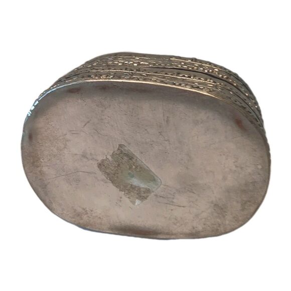 VTG Chinese Porcelain Shard Trinket Box Silver Plated Pastel Pink Blue Yellow - Picture 5 of 11